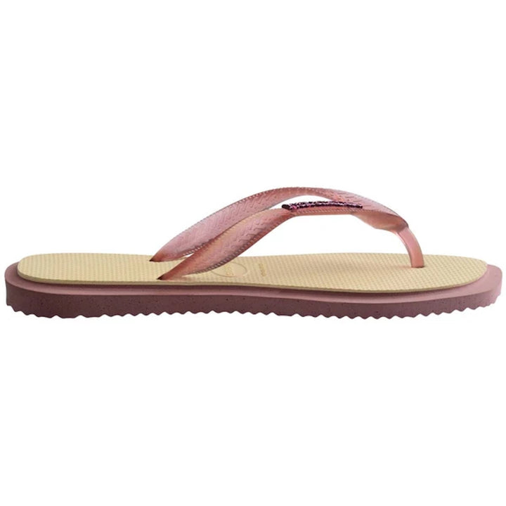 HAVAIANAS Womens Top Square Fusion Thongs in Purple Clay/ Buttercream