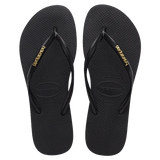 HAVAIANAS  Slim Metal  Logo Black/Gold Female Thongs, HAVAIANAS, HAVAIANAS, Elwood 101