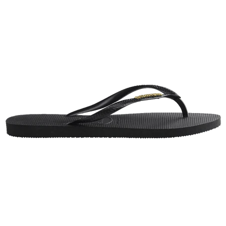 HAVAIANAS  Slim Metal  Logo Black/Gold Female Thongs, HAVAIANAS, HAVAIANAS, Elwood 101