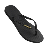 HAVAIANAS  Slim Metal  Logo Black/Gold Female Thongs, HAVAIANAS, HAVAIANAS, Elwood 101