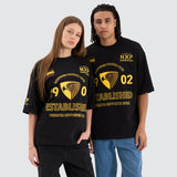 NENA & PASADENA  AFL Mens Hawthorn Hawks Mega Loop Back Tee - Jet Black, MENS TEE SHIRTS, NENA PASADENA, Elwood 101