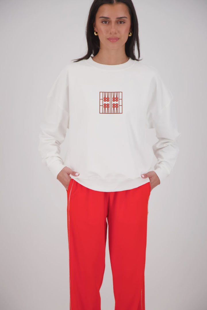 JASMINE ALEXA Womens Back Home Sweatshirt in White