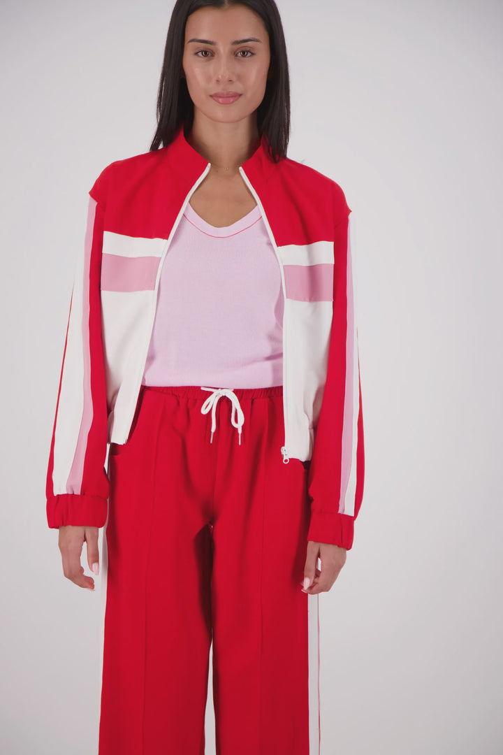 JASMINE ALEXA Womens Cassis Funnel Neck Jacket in Red, WOMENS COATS & JACKETS, JASMINE ALEXA, Elwood 101
