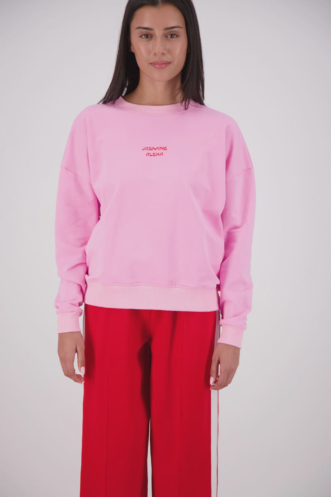 JASMINE ALEXA Womens Relaxed Crew Neck Sweatshirt in Pink