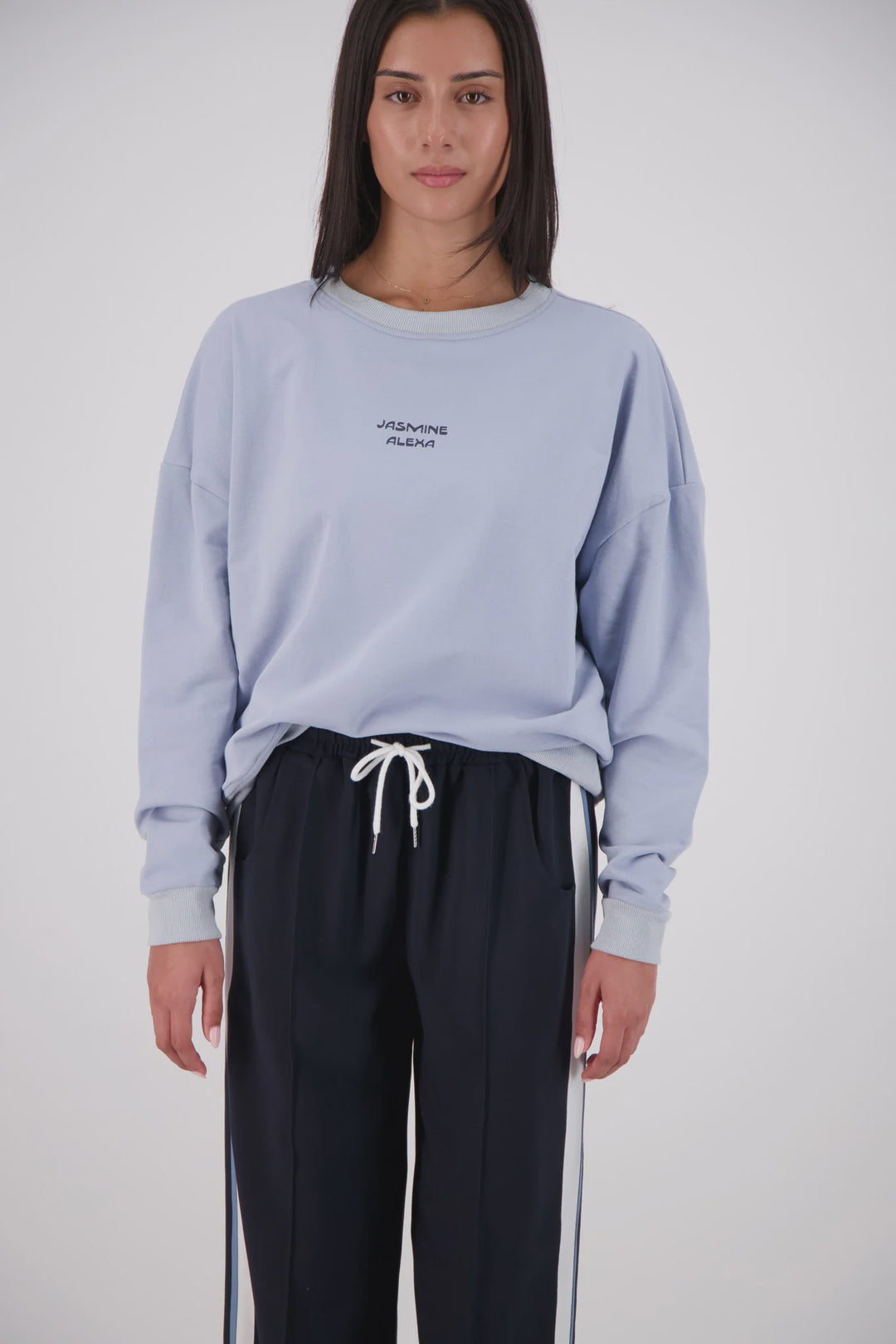 JASMINE ALEXA Womens Relaxed Crew Neck Sweatshirt in Powder Blue