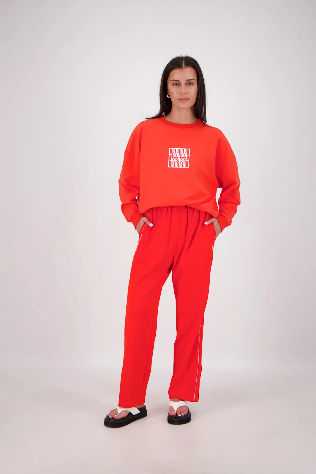 JASMINE ALEXA Womens Back Home Sweatshirt in Coral, WOMENS KNITS & SWEATERS, JASMINE ALEXA, Elwood 101