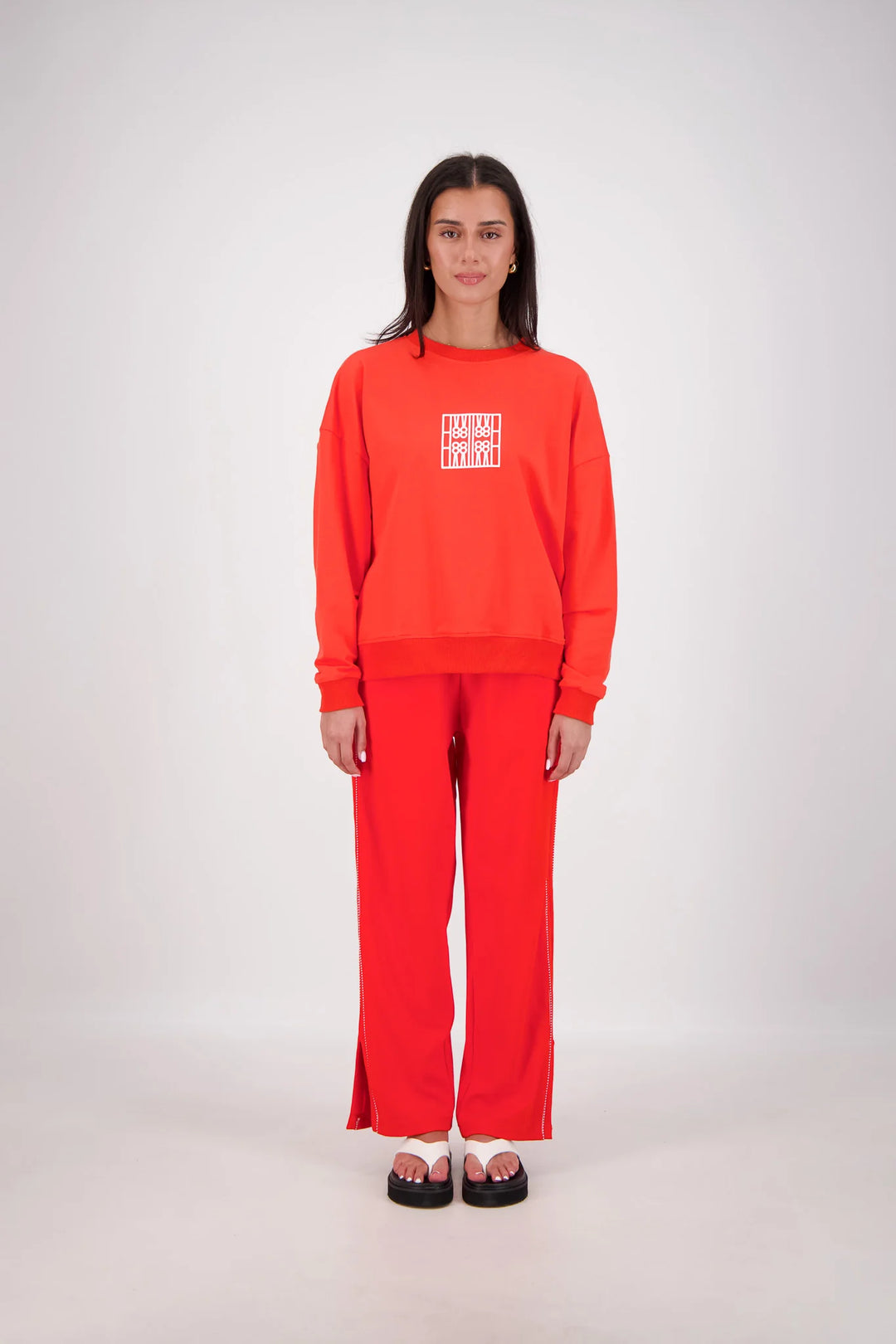 JASMINE ALEXA Womens Back Home Sweatshirt in Coral, WOMENS KNITS & SWEATERS, JASMINE ALEXA, Elwood 101