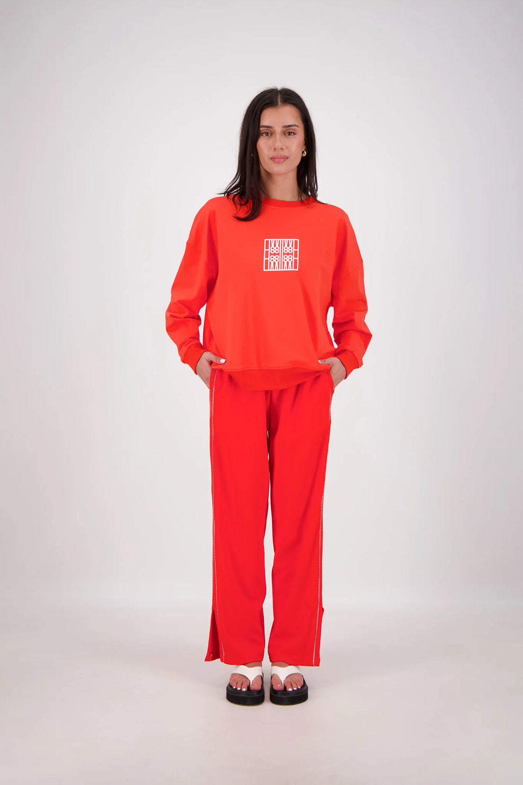 JASMINE ALEXA Womens Back Home Sweatshirt in Coral, WOMENS KNITS & SWEATERS, JASMINE ALEXA, Elwood 101