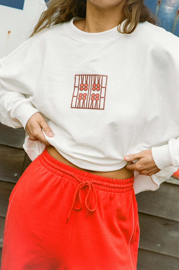 JASMINE ALEXA Womens Back Home Sweatshirt in White