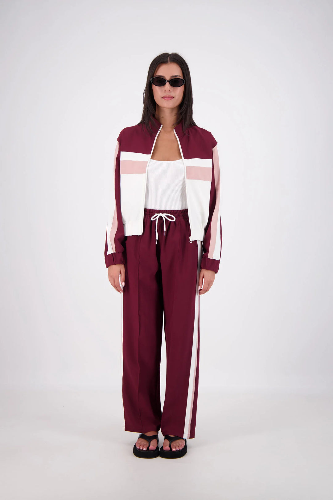 JASMINE ALEXA Womens Cassis Funnel Neck Jacket in Plum