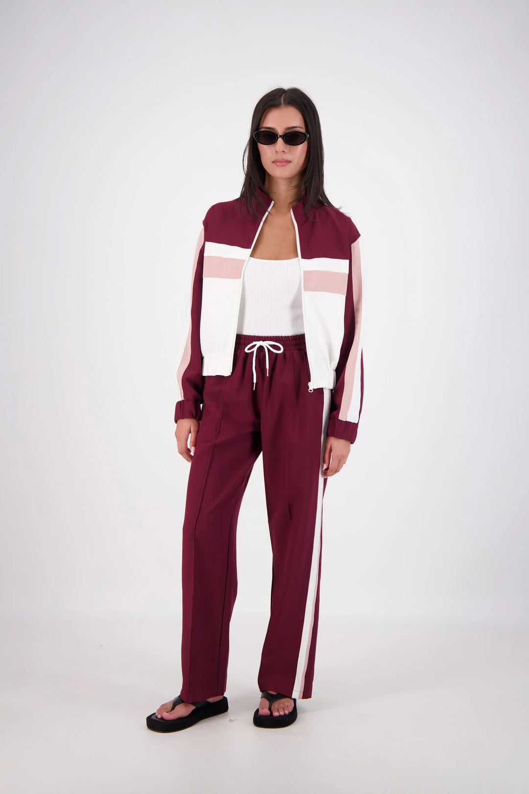 JASMINE ALEXA Womens Cassis Funnel Neck Jacket in Plum