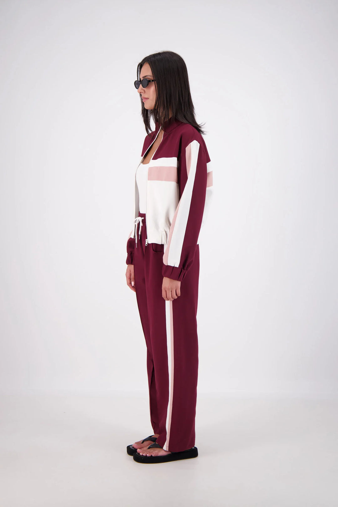JASMINE ALEXA Womens Cassis Funnel Neck Jacket in Plum