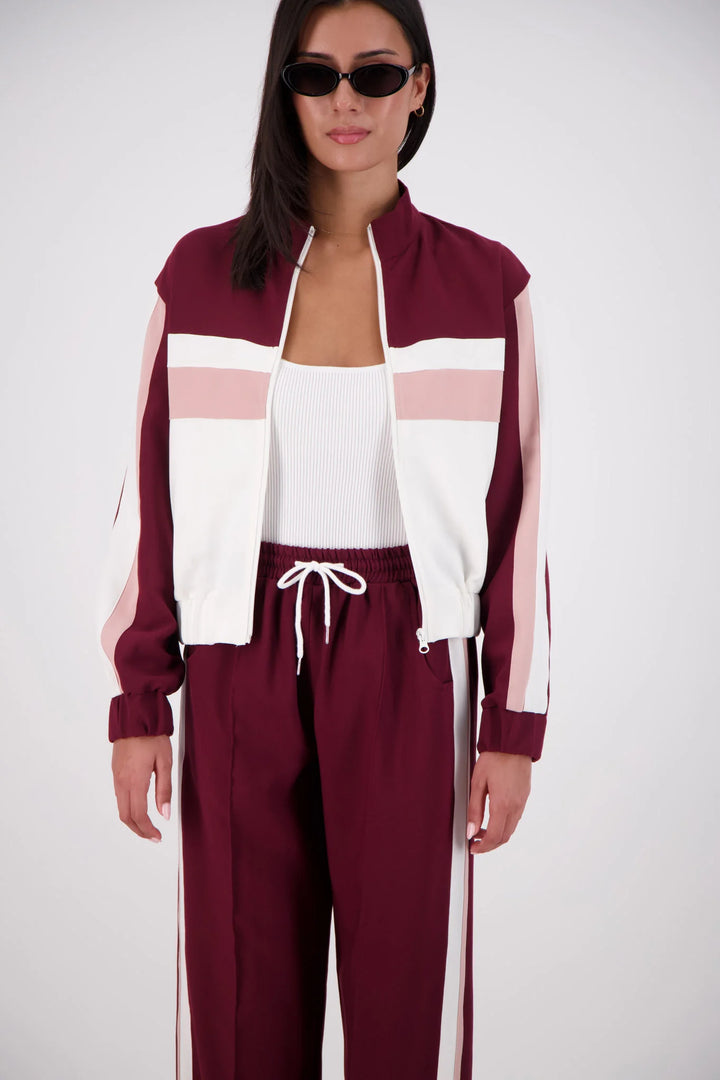 JASMINE ALEXA Womens Cassis Funnel Neck Jacket in Plum