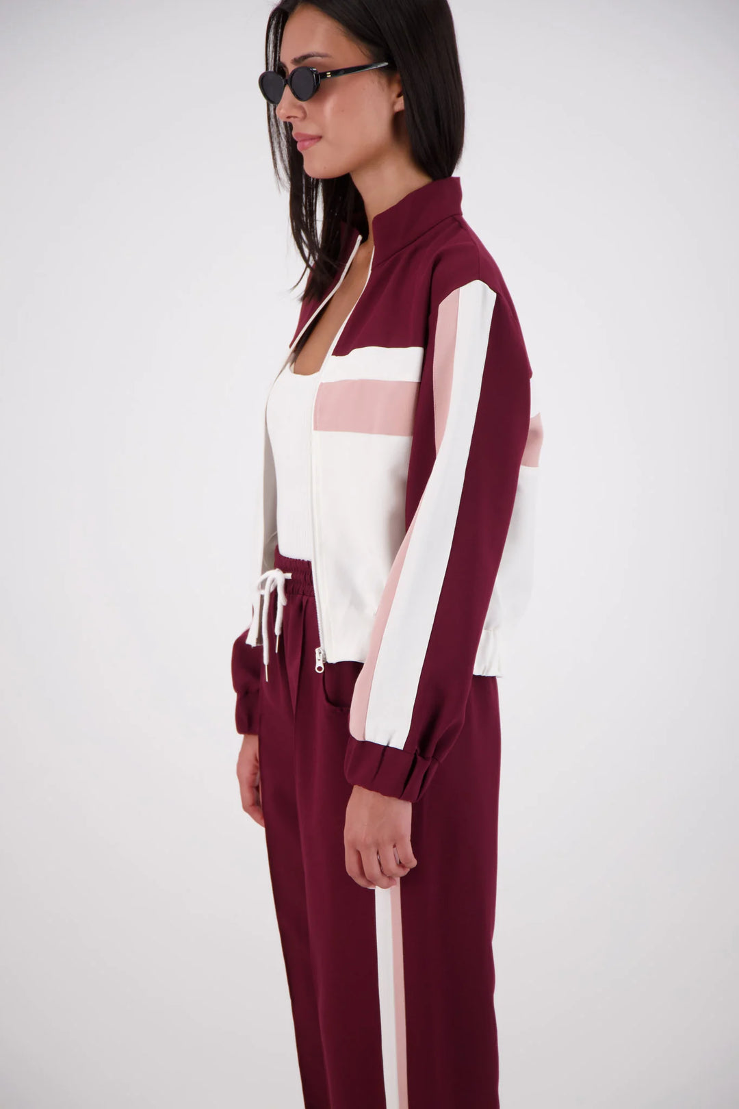 JASMINE ALEXA Womens Cassis Funnel Neck Jacket in Plum