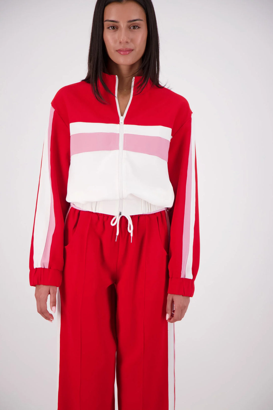 JASMINE ALEXA Womens Cassis Funnel Neck Jacket in Red, WOMENS COATS & JACKETS, JASMINE ALEXA, Elwood 101