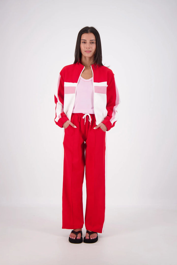 JASMINE ALEXA Womens Cassis Funnel Neck Jacket in Red, WOMENS COATS & JACKETS, JASMINE ALEXA, Elwood 101
