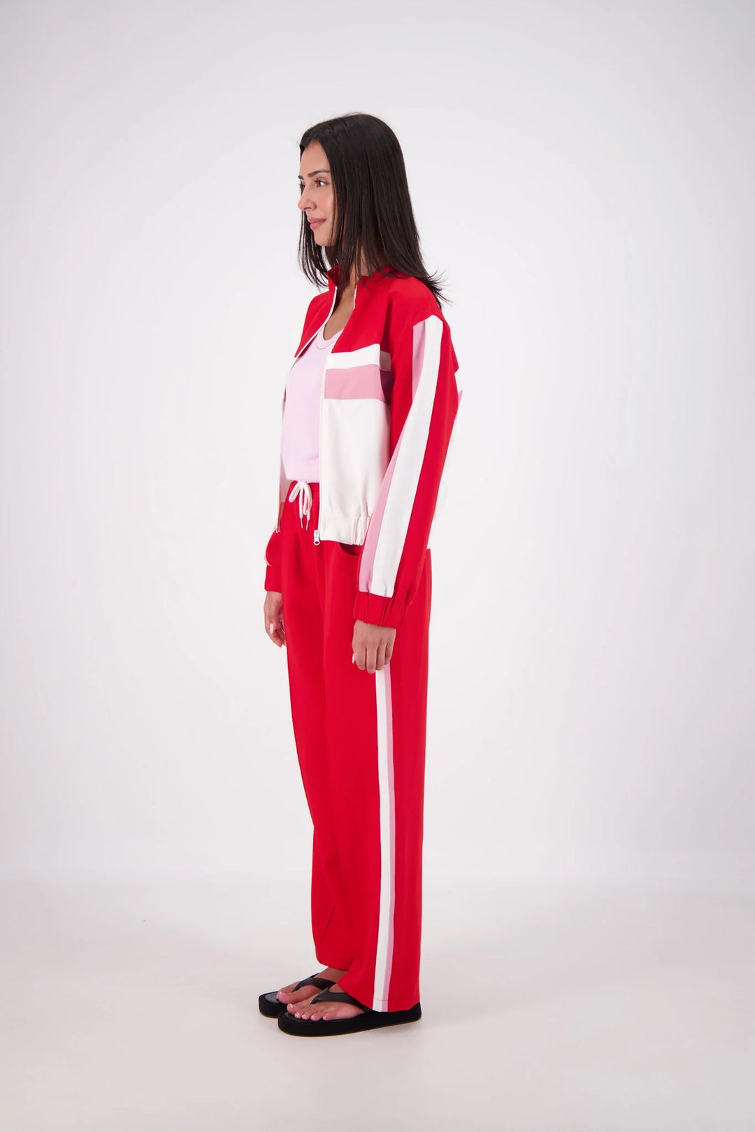 JASMINE ALEXA Womens Cassis Funnel Neck Jacket in Red, WOMENS COATS & JACKETS, JASMINE ALEXA, Elwood 101