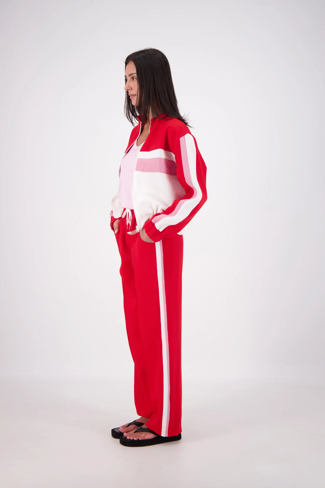 JASMINE ALEXA Womens Cassis Funnel Neck Jacket in Red, WOMENS COATS & JACKETS, JASMINE ALEXA, Elwood 101