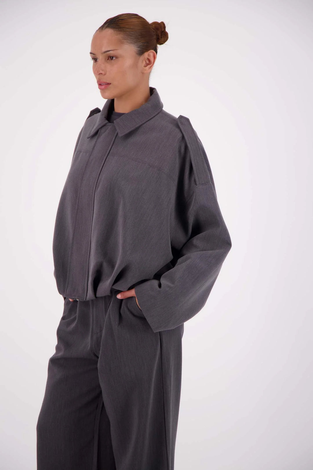 JASMINE ALEXA Womens Gigi Bomber in Steel Grey, WOMENS COATS & JACKETS, JASMINE ALEXA, Elwood 101