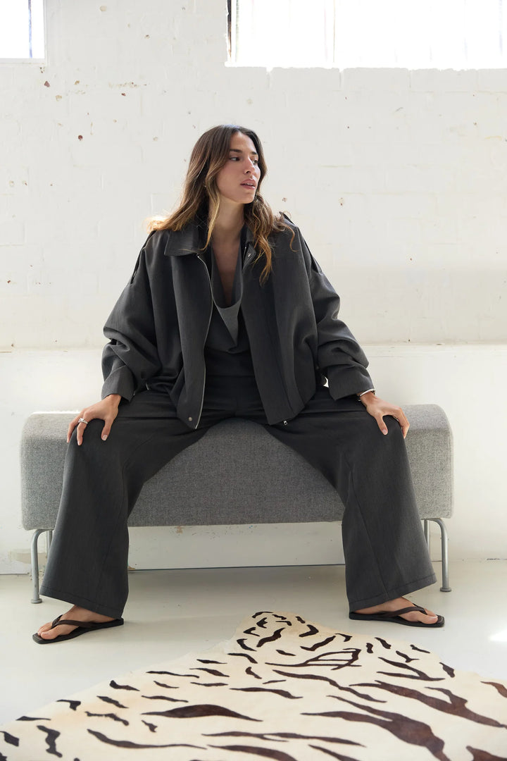 JASMINE ALEXA Womens Gigi Bomber in Steel Grey, WOMENS COATS & JACKETS, JASMINE ALEXA, Elwood 101