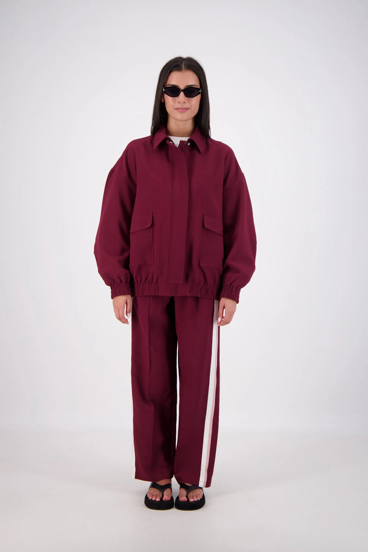 JASMINE ALEXA Womens Ischia Bomber Jacket in Plum