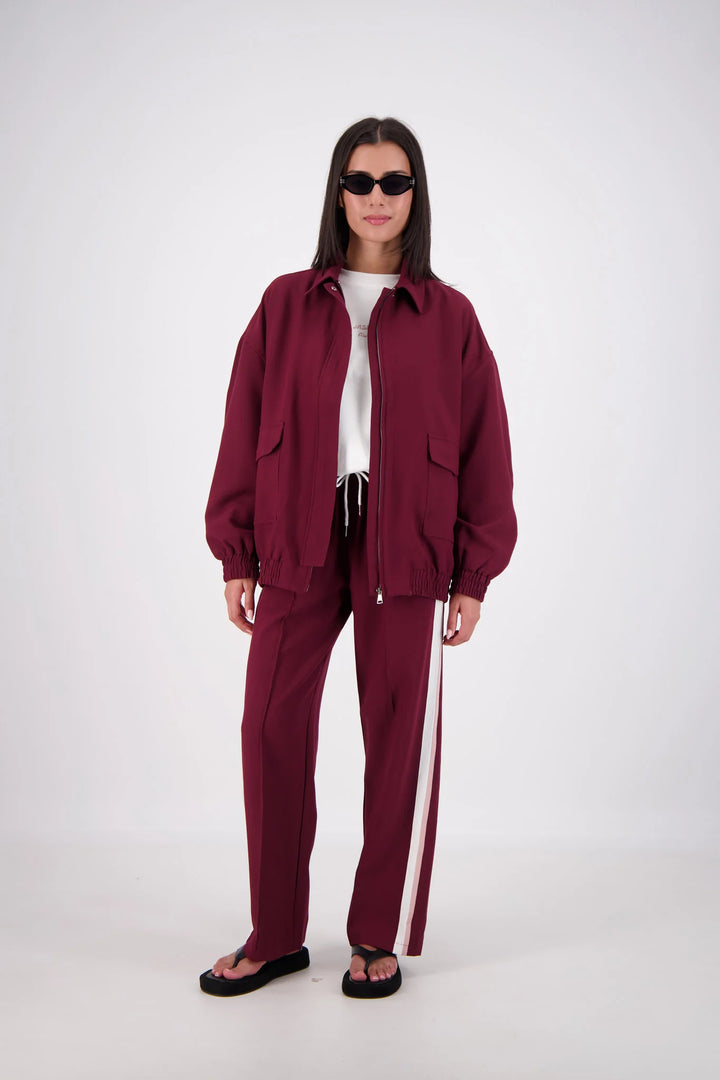 JASMINE ALEXA Womens Ischia Bomber Jacket in Plum