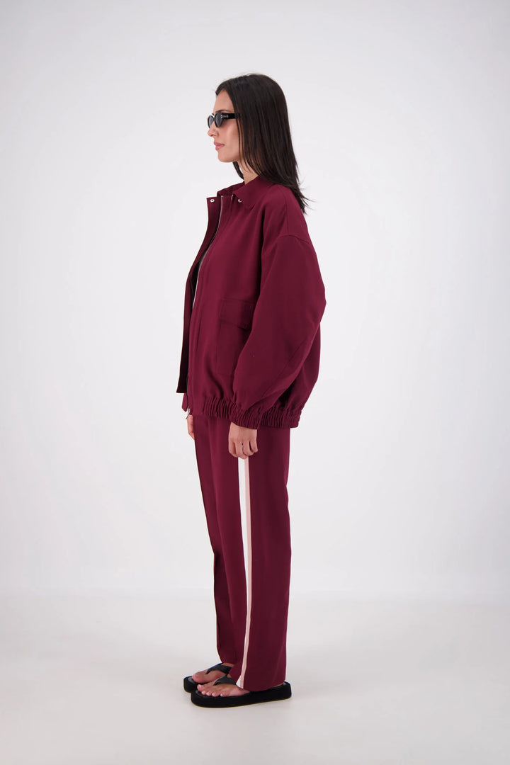 JASMINE ALEXA Womens Ischia Bomber Jacket in Plum