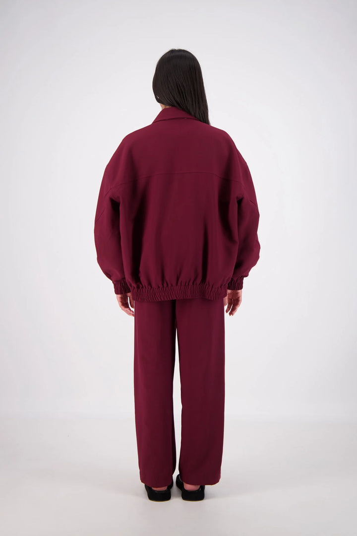 JASMINE ALEXA Womens Ischia Bomber Jacket in Plum