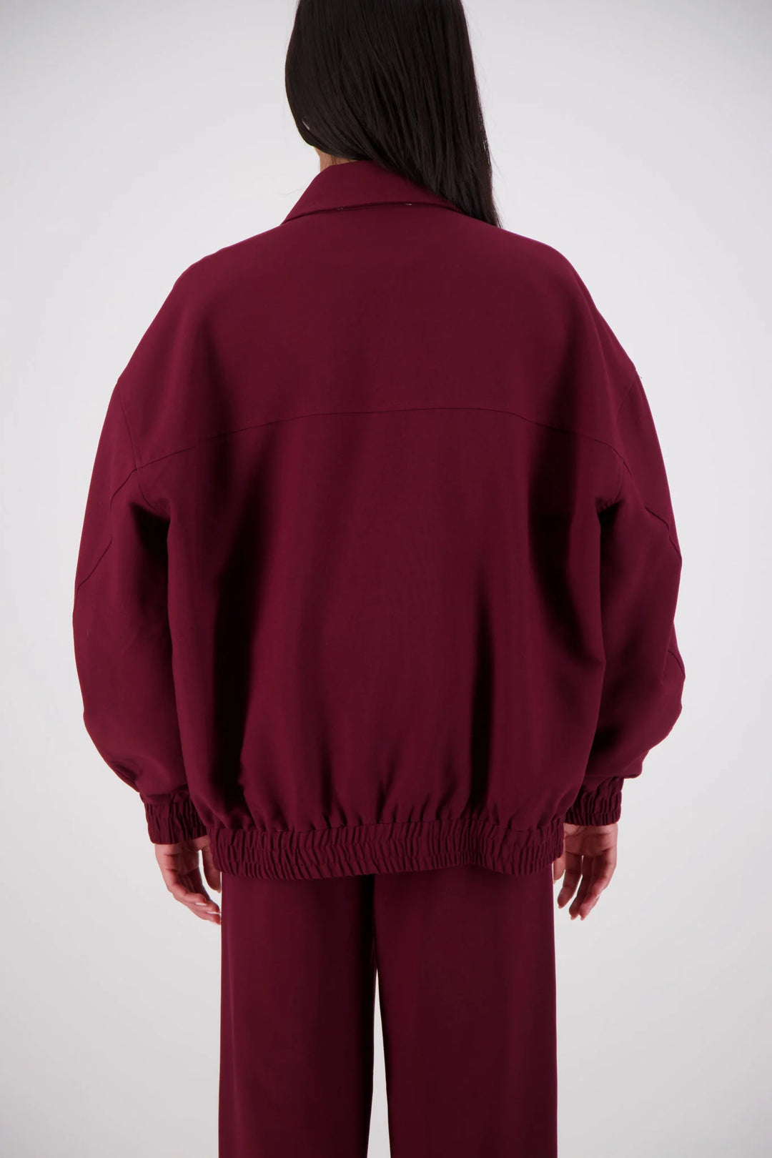 JASMINE ALEXA Womens Ischia Bomber Jacket in Plum