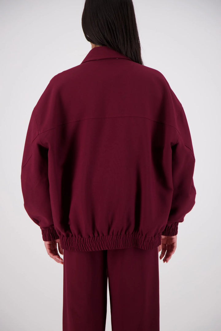 JASMINE ALEXA Womens Ischia Bomber Jacket in Plum