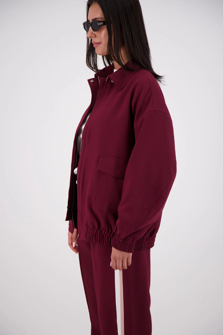 JASMINE ALEXA Womens Ischia Bomber Jacket in Plum