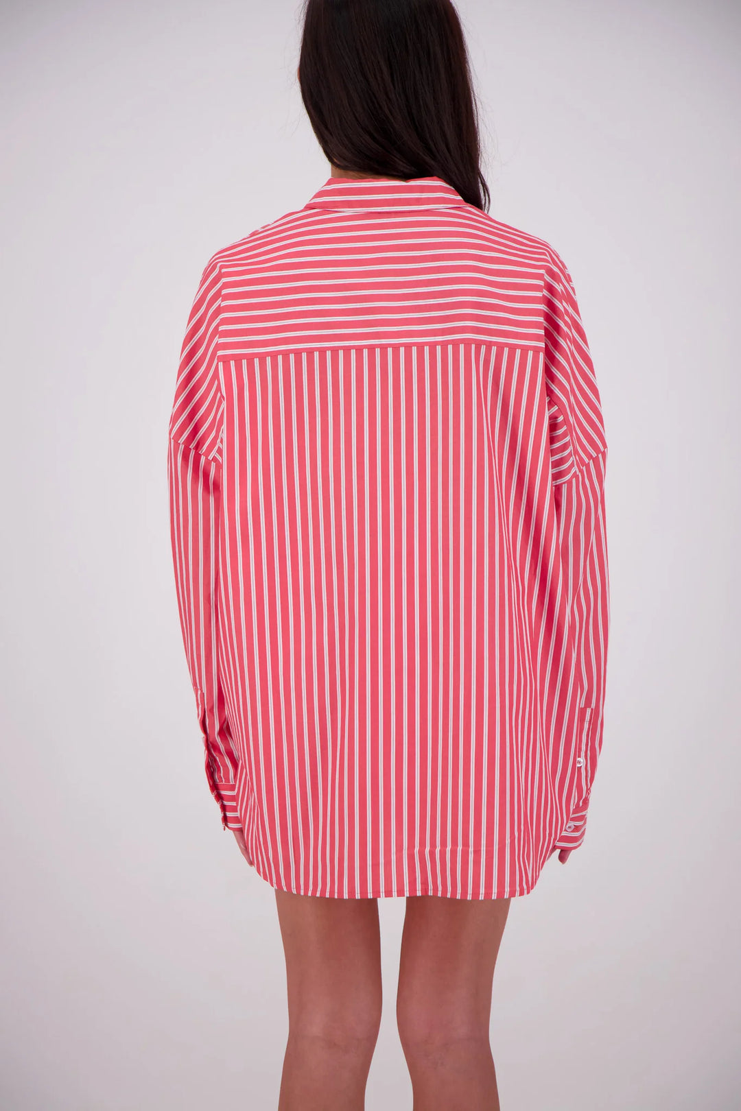 JASMINE ALEXA Womens Mahalo Oversized Stripe Shirt in Red, WOMENS TOPS & SHIRTS, JASMINE ALEXA, Elwood 101