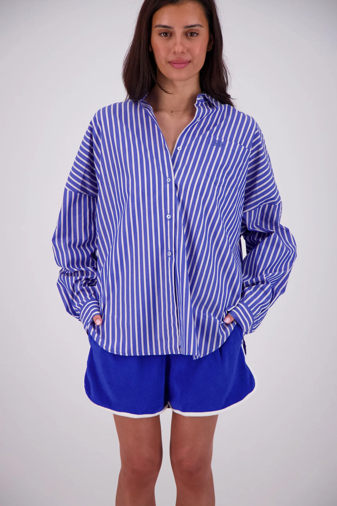 JASMINE ALEXA Womens Mahalo Shirt in Blue Stripe
