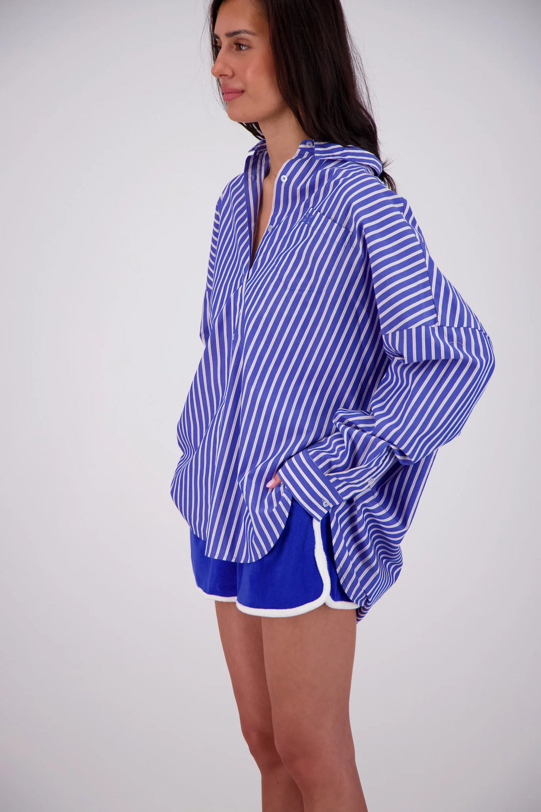 JASMINE ALEXA Womens Mahalo Shirt in Blue Stripe