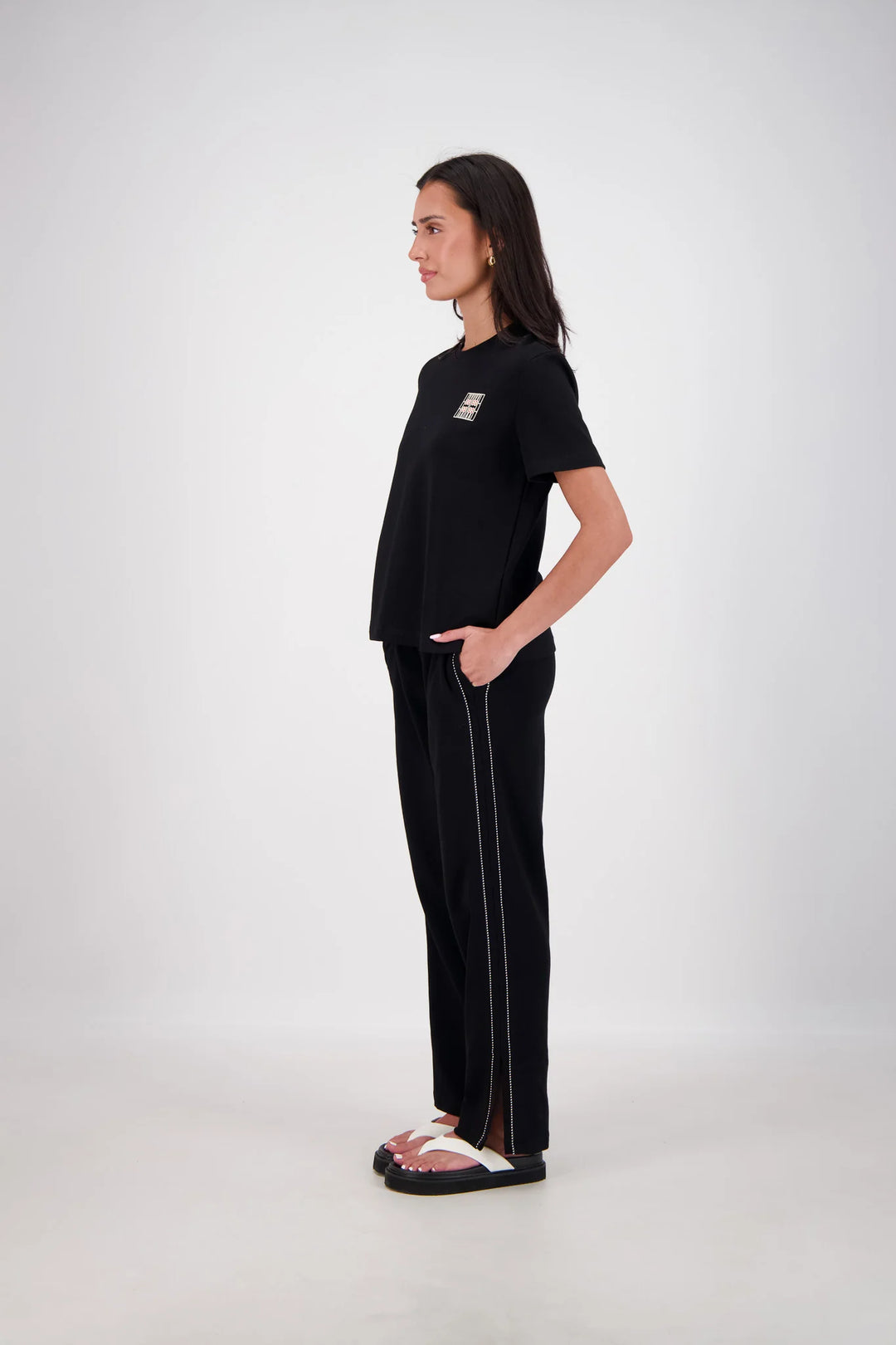 JASMINE ALEXA Womens Manarola Trackpant in Black, WOMENS TRACK PANTS, JASMINE ALEXA, Elwood 101
