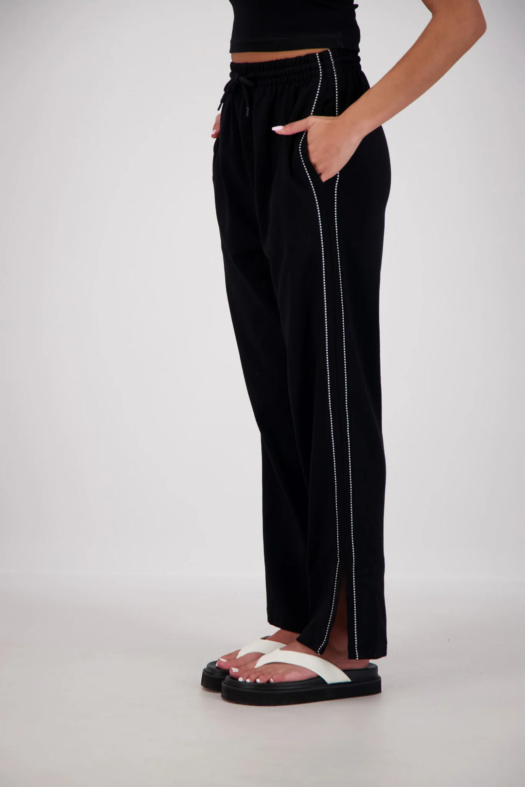 JASMINE ALEXA Womens Manarola Trackpant in Black, WOMENS TRACK PANTS, JASMINE ALEXA, Elwood 101