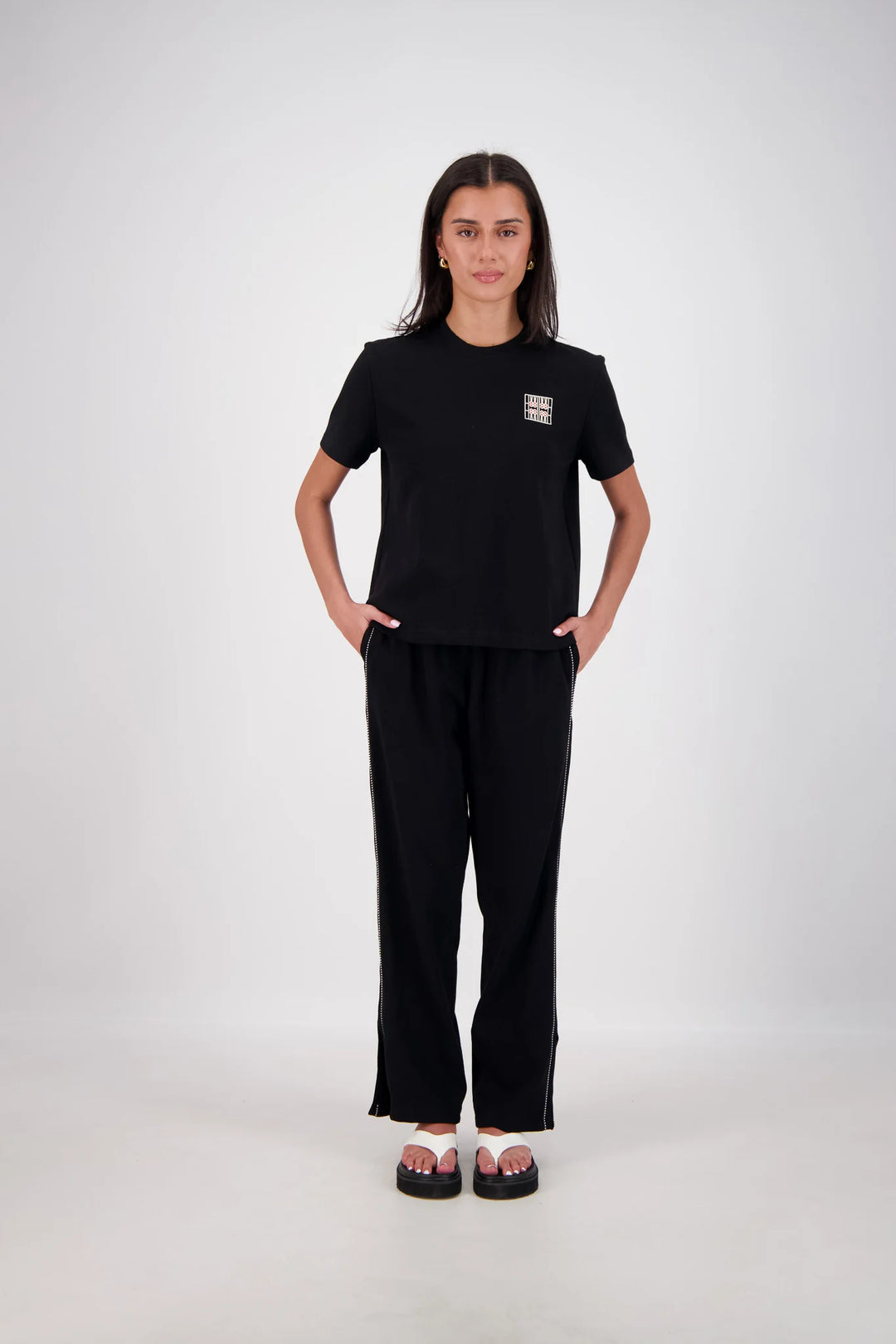 JASMINE ALEXA Womens Manarola Trackpant in Black, WOMENS TRACK PANTS, JASMINE ALEXA, Elwood 101