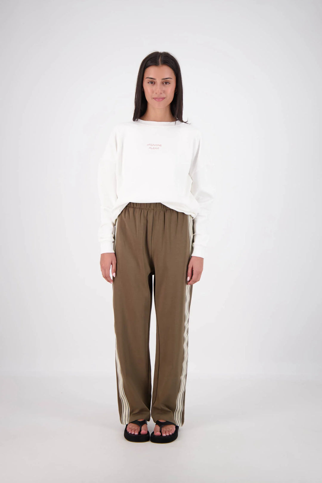 JASMINE ALEXA Womens Panarea Trackpants Olive, WOMENS TRACK PANTS, JASMINE ALEXA, Elwood 101