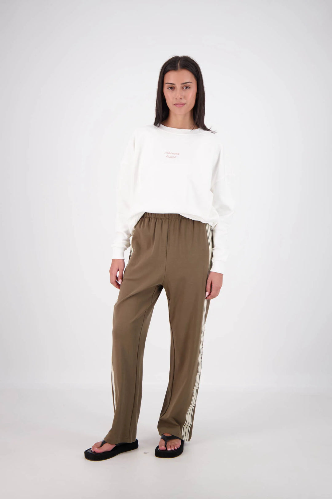 JASMINE ALEXA Womens Panarea Trackpants Olive, WOMENS TRACK PANTS, JASMINE ALEXA, Elwood 101