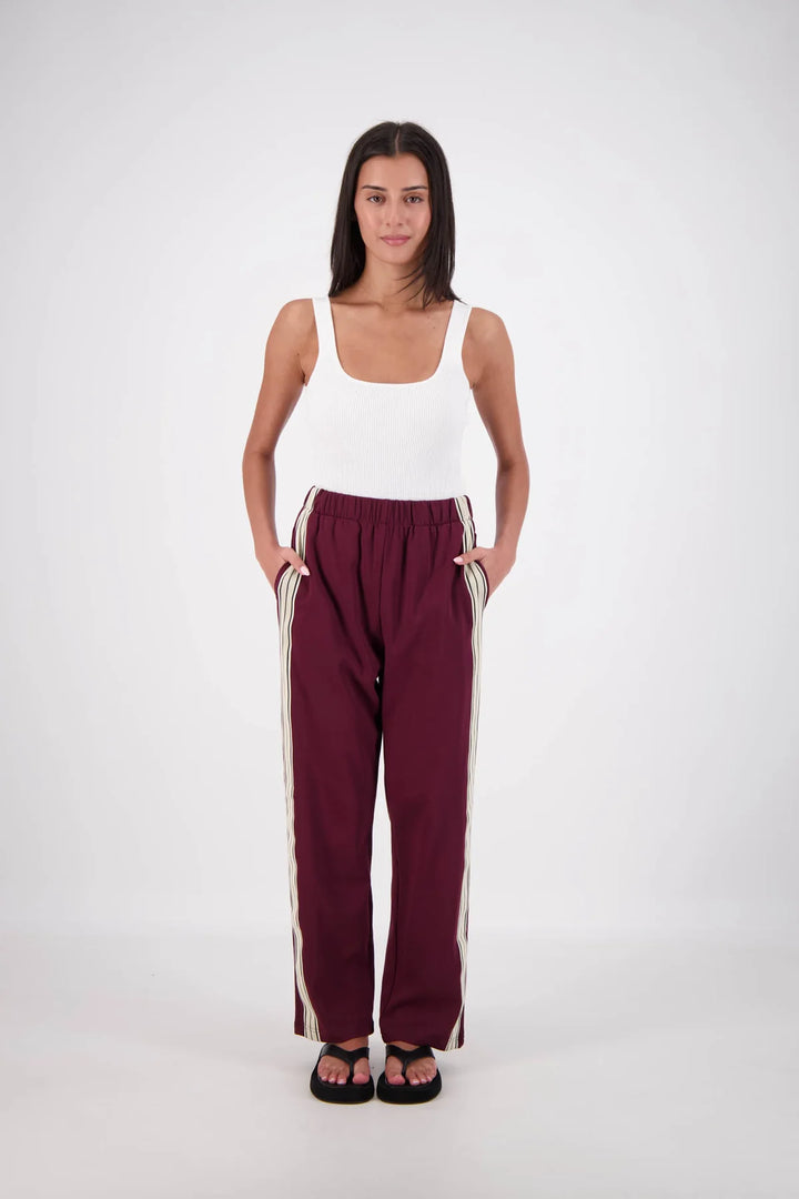 JASMINE ALEXA Womens Panarea Trackpants Plum, WOMENS TRACK PANTS, JASMINE ALEXA, Elwood 101