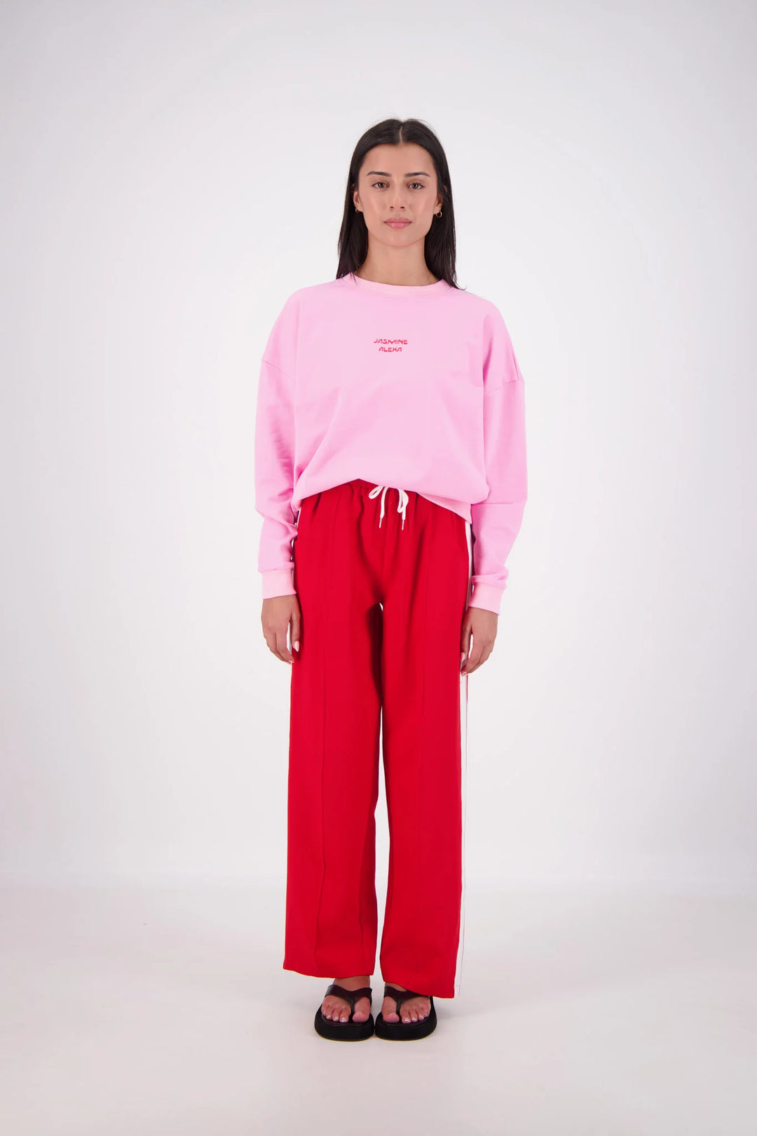 JASMINE ALEXA Womens Relaxed Crew Neck Sweatshirt in Pink