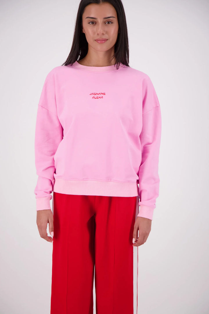 JASMINE ALEXA Womens Relaxed Crew Neck Sweatshirt in Pink