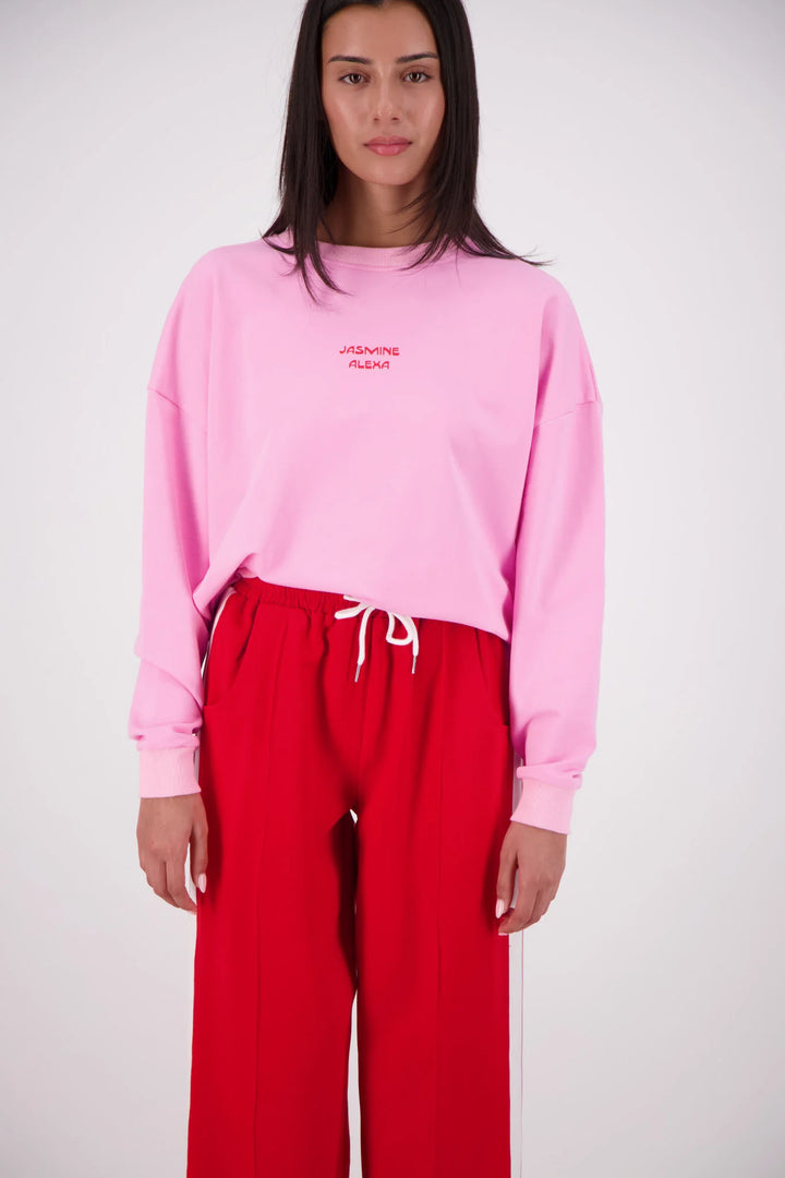 JASMINE ALEXA Womens Relaxed Crew Neck Sweatshirt in Pink