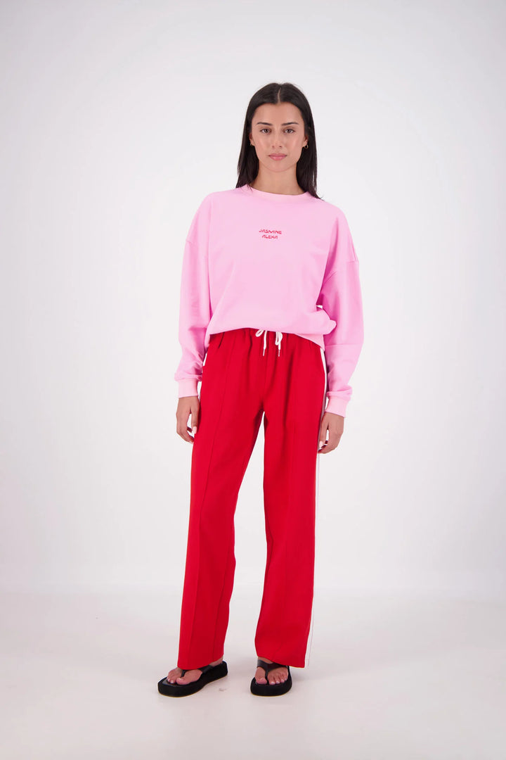 JASMINE ALEXA Womens Relaxed Crew Neck Sweatshirt in Pink