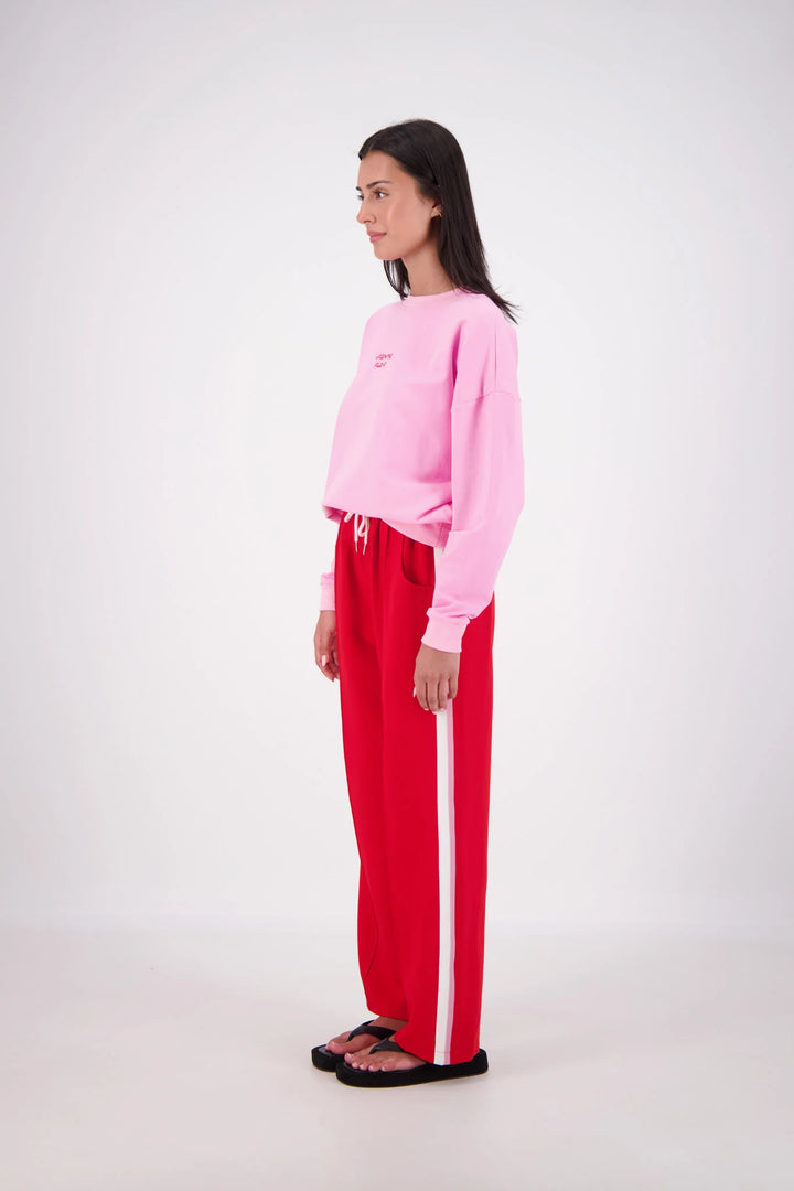 JASMINE ALEXA Womens Relaxed Crew Neck Sweatshirt in Pink