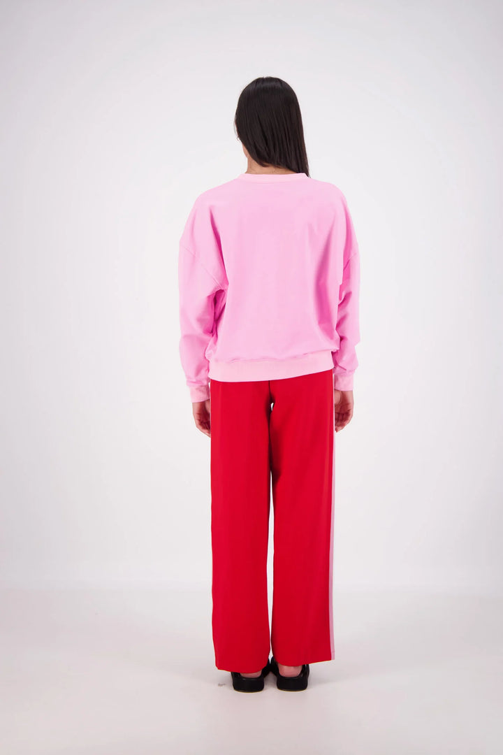 JASMINE ALEXA Womens Relaxed Crew Neck Sweatshirt in Pink