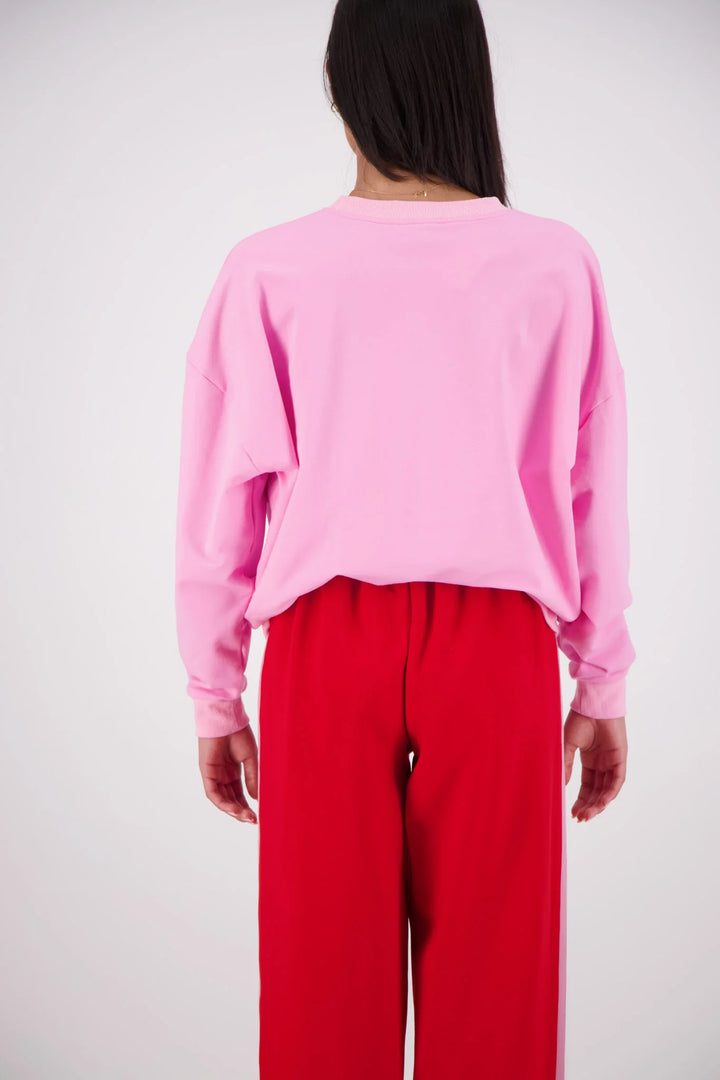 JASMINE ALEXA Womens Relaxed Crew Neck Sweatshirt in Pink