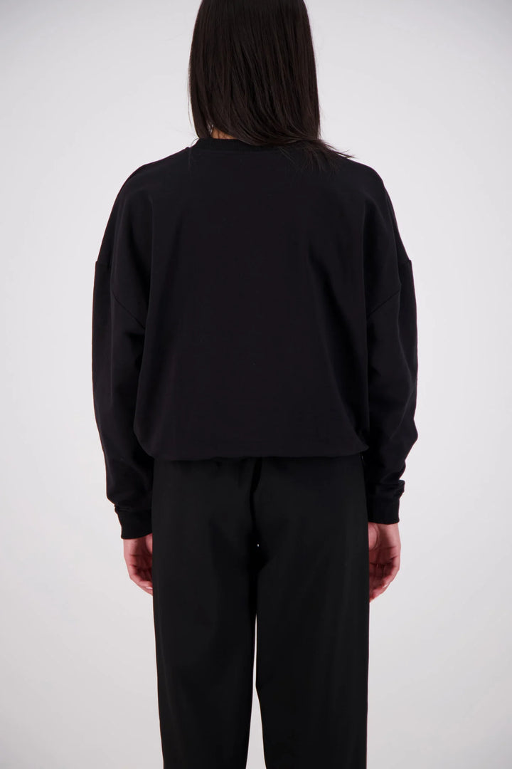 JASMINE ALEXA Womens Relaxed Crew Neck Sweatshirt in Black