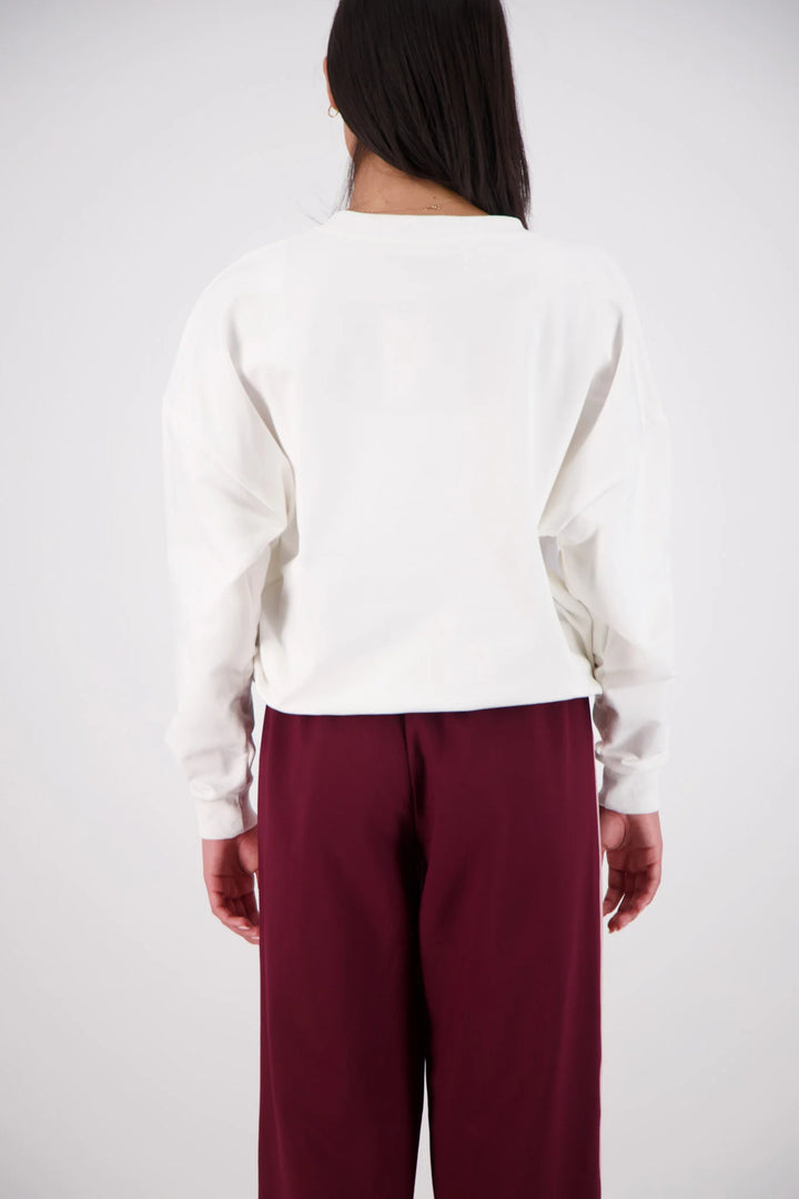 JASMINE ALEXA Womens Relaxed Crew Neck Sweatshirt in White