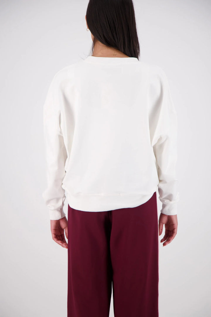 JASMINE ALEXA Womens Relaxed Crew Neck Sweatshirt in White